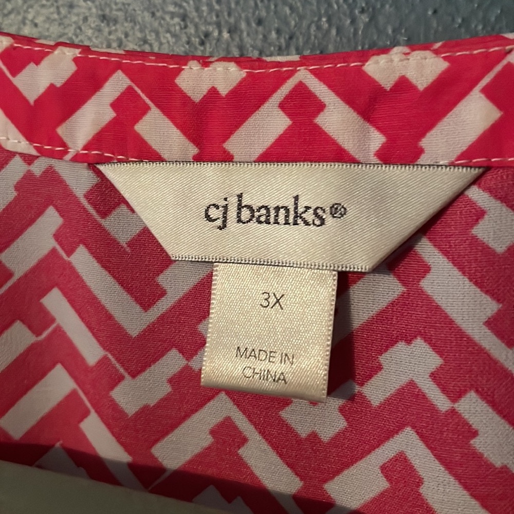 GJ Banks 3X magenta & white 3/4 sleeve blouse - Picture 3 of 6